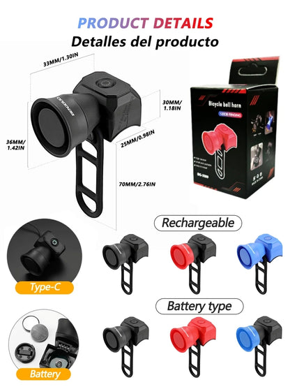 Bicycle Horn Mountain Bike Mini USB Charging Waterproof Electronic Bike Bell Riding Equipment Children's Scooter Accessories