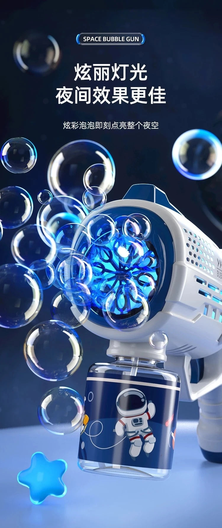 New Porous Astronaut Electric Bubble Gun Kid Toy Bubbles Machine Automatic Soap Blower with Light Summer Outdoor Party Games toy RELUX.STORE