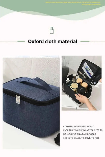 1pc Business Trip Men's Toiletry Bag Double Layer Large Capacity Cosmetic Bag Oxford Cloth Storage Bag Portable Handbag