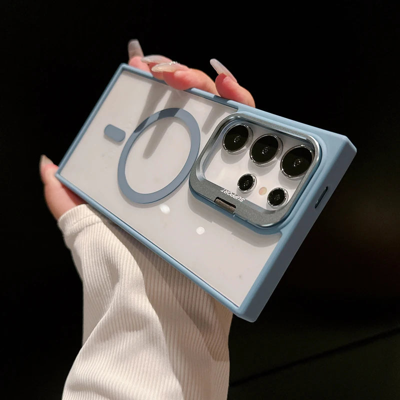 For Magsafe Hidden Holder Clear Case For Samsung Galaxy S25 S24 Ultra S22 Plus S23 FE Shockproof Magnetic Wirelesss Charge Cover RELUX.STORE
