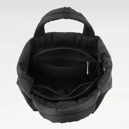 Adjustable Quilted Tote Bag Nylon Detachable Strap Puffer Bag Large Capacity with Zipper Crossbody Bag Travel