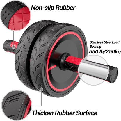 Ab Roller Wheel Heavy Duty Workout Equipment for Home Gym Professional Metal Handle with Rubber Surface Abdominal Exercise Wheel