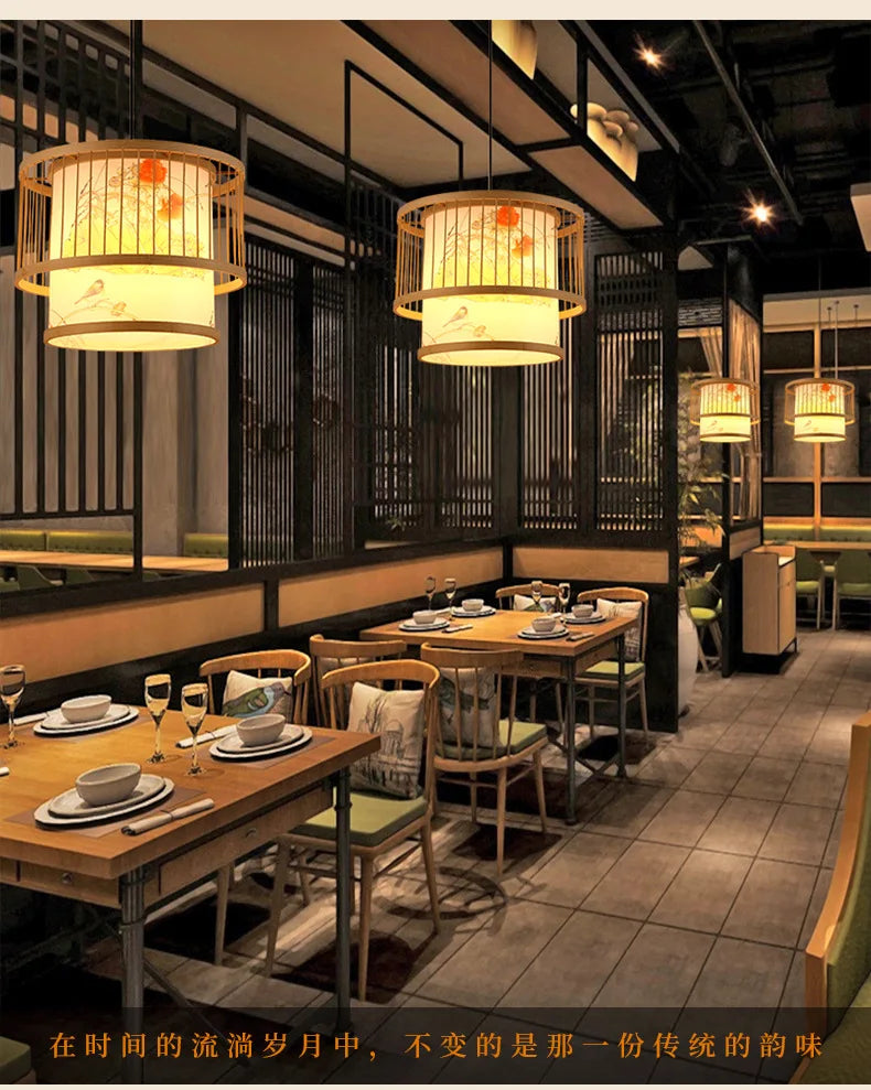 Neo-Chinese Style Handmade Bamboo Chandeliers-Modern Retro Lighting for  Restaurants Hot Pot Tea Rooms B&Bs