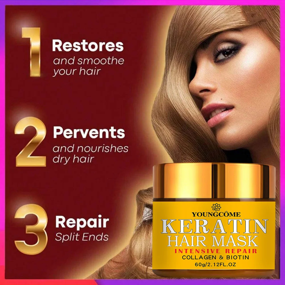 Hair Repairs Hair Mask Biotin Collagen Keratin Treatment Hairs Conditioner Hair Essential Oil Nourishing for Dry Damaged RELUX.STORE