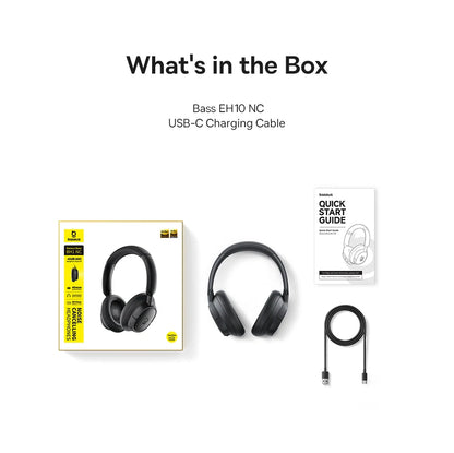 Baseus EH10 NC ANC Wireless Headphones 45dB Adaptive Hybrid Noise Cancelling Headsets Hi-Res LDAC Headphone Bluetooth 6.0 80Hrs