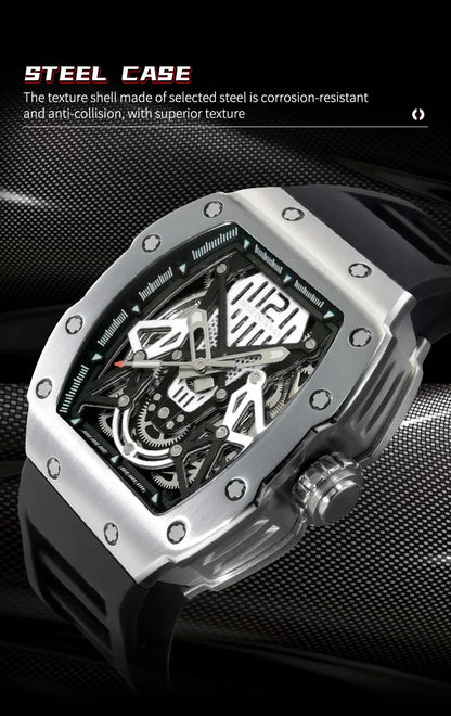 PINDU New Men Watch 50 Meter Waterproof Stainless Steel Case Luminous Sapphire mirror Dial Fashionable Men Mechanical Watch