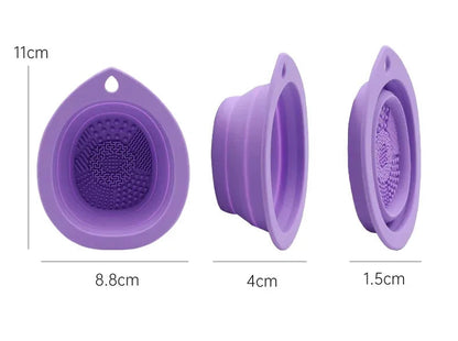 Silicone Makeup Brush Cleaner Folding Powder Puff Cleaning Bowl Eyeshadow Brushes Washing Soft Mat Beauty Tools Scrubber Box RELUX.STORE