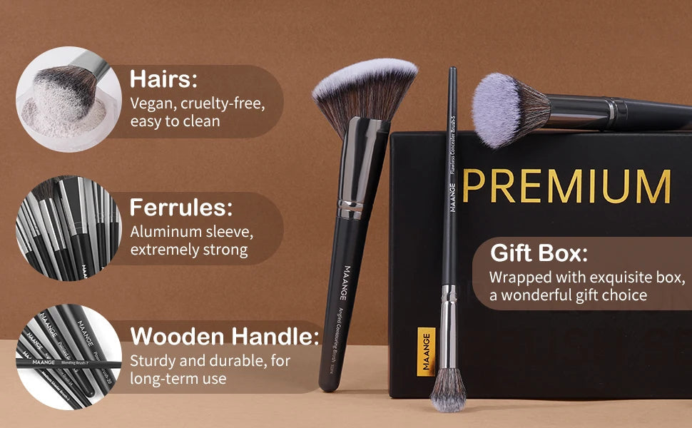 MAANGE Professional Gift Box 25 Pieces Makeup Brushes Kit Face Eye Beauty Brushes For Foundation Conceal Eyeshadow Contour Brush RELUX.STORE