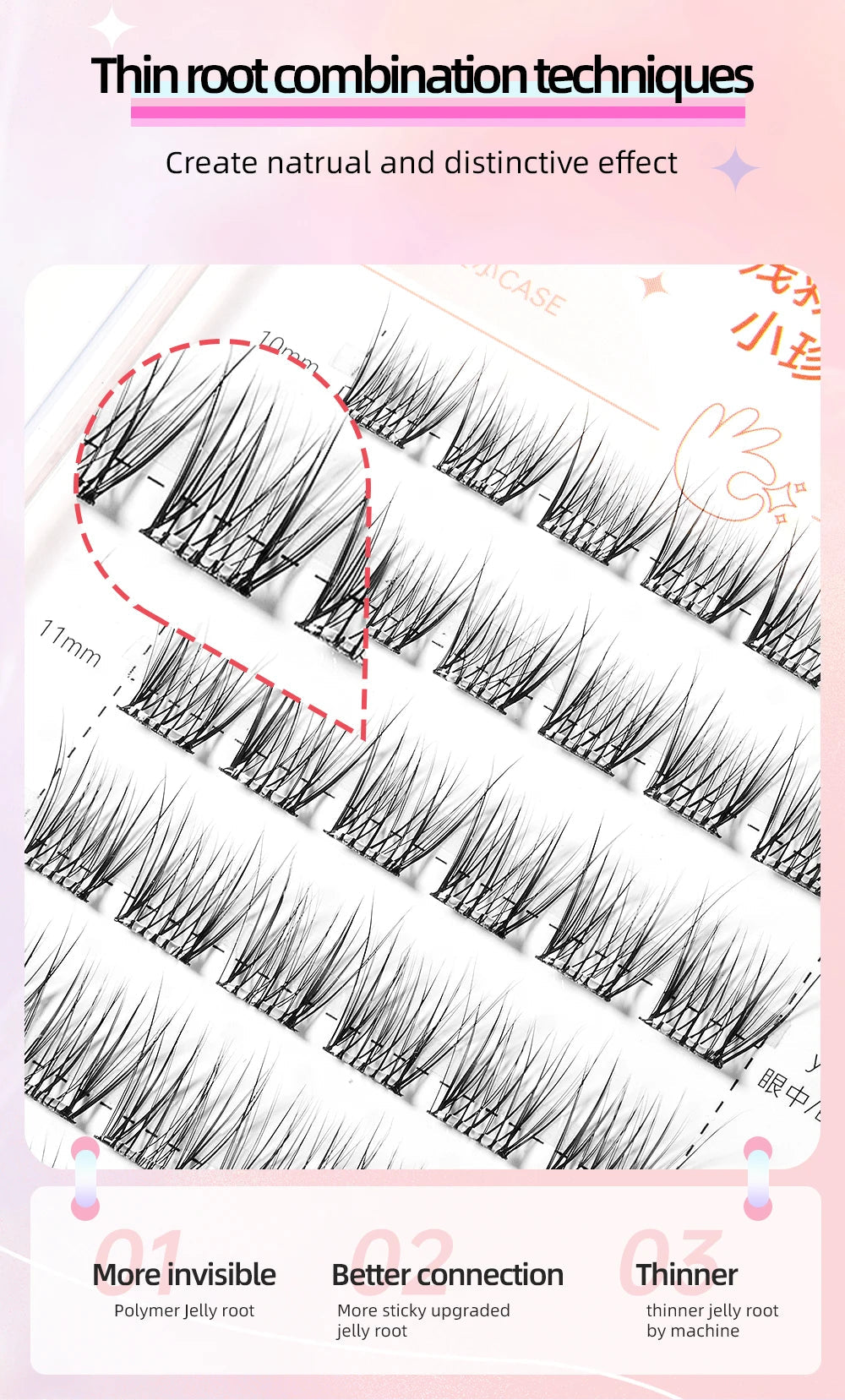 Yelix Self-adhesive Glue Free False Eyelashes Reusable DIY Segmented DIY Lashes Clusters No Glue Needed Natural Soft Lashes RELUX.STORE