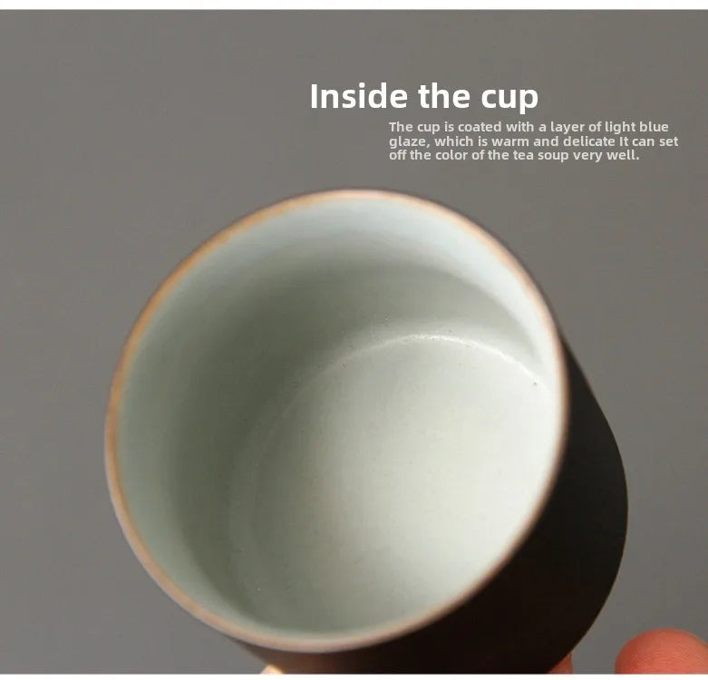 Handmade Ceramic Coffee Mug with Wooden Handle - Retro Tea Cup, Office Water Cup Filter Design, Unique Birthday Gift