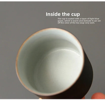 Handmade Ceramic Coffee Mug with Wooden Handle - Retro Tea Cup, Office Water Cup Filter Design, Unique Birthday Gift