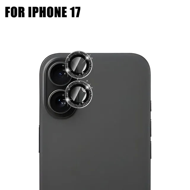 For iPhone 17 Pro Max 17Air 16 Metal Glitter Bling Lens Film HD Glass Camera Protective Cap For iPhone15 Camera Protector Ring RELUX.STORE