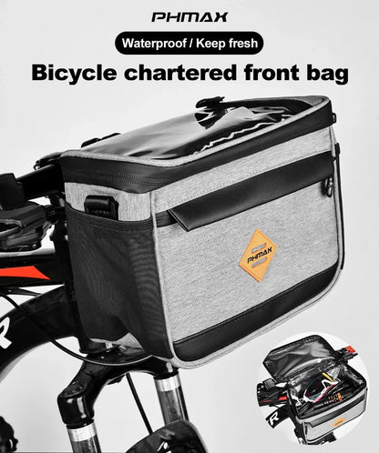 PHMAX Bike Front Bag Portable Bike Mountain Bike Handlebar Bag Multi-Pocket MTB Storage Bag Large Capacity Waterproof Bike Bag