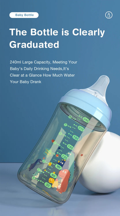 MAMIJOY 160/240ML PPSU Baby Bottle Double Handle Infant Drop-proof Baby Wide-caliber Milk Bottle Newborn Feeding Bottle BPA Free