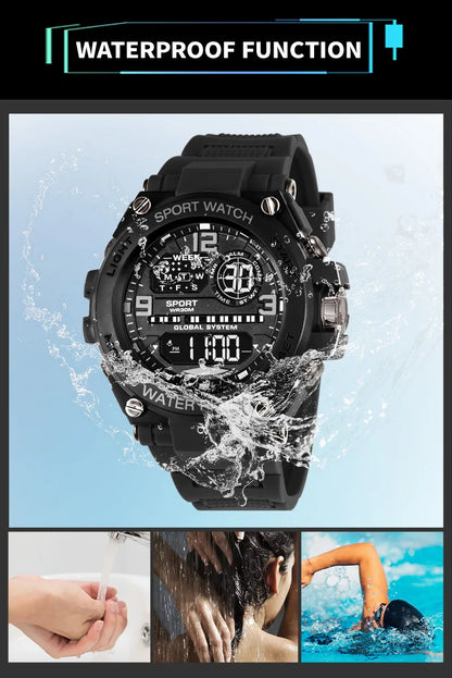 Multifunction Men's Sports Watch Waterproof Luminous Alarm Clock Outdoor Fitness Digital Watch Electronic Wristwatch for Man Kid