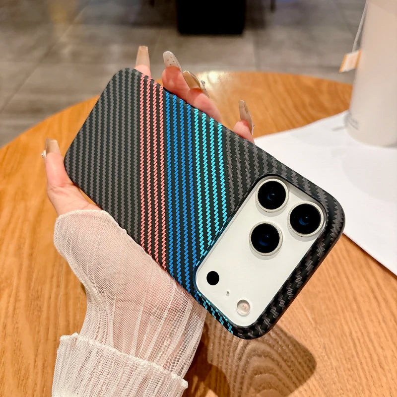 For Magsafe Magnetic Wireless Charging Luxury Solid Color Carbon Fiber Phone Case For iPhone 17 Pro Max Air Bumper Back Cover RELUX.STORE