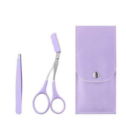 Private Label 3Pcs/Set Makeup Tools Portable Eyebrow Trimming Set Eyebrow Razor Eyebrow Scissors with Comb RELUX.STORE