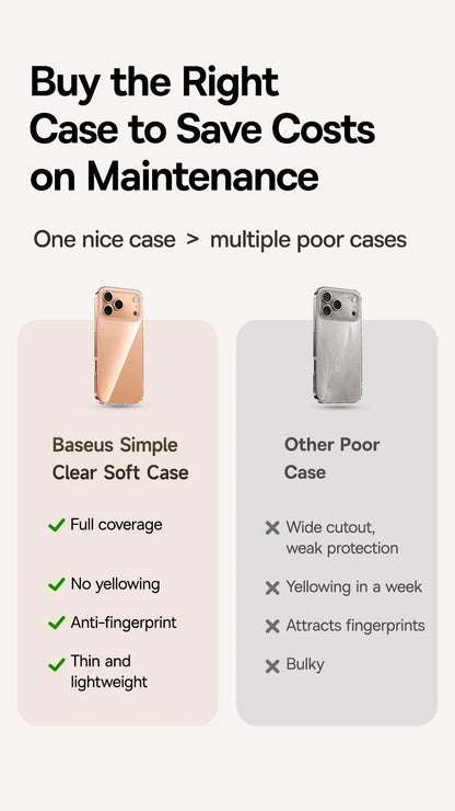 Baseus Clear Case For iPhone 17 Pro Max Soft TPU Case For iPhone 17 Air Anti-drop Ultra Thin Cover For iPhone 16 15 Pro Max Case RELUX.STORE