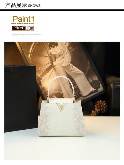 Luxury Fashion White Leather Women Handbags 2024 New Female Small Shoulder Messenger Bag Crossbody Portable Shell Bags RELUX.STORE