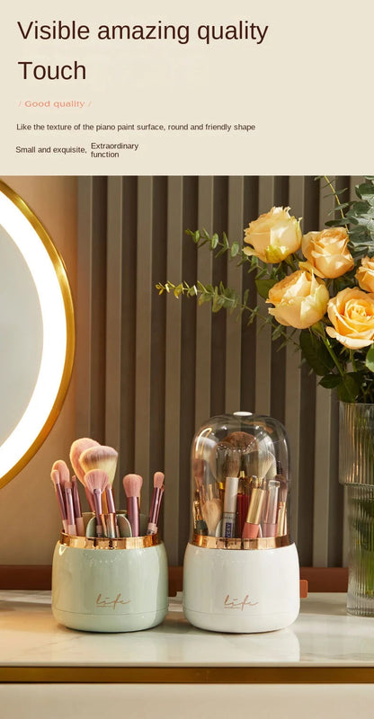 360° Rotating Makeup Organizer Brush Holder Cosmetic Storage Box Pen Case Lipstick Organizer - Clear Plastic Makeup Storage RELUX.STORE