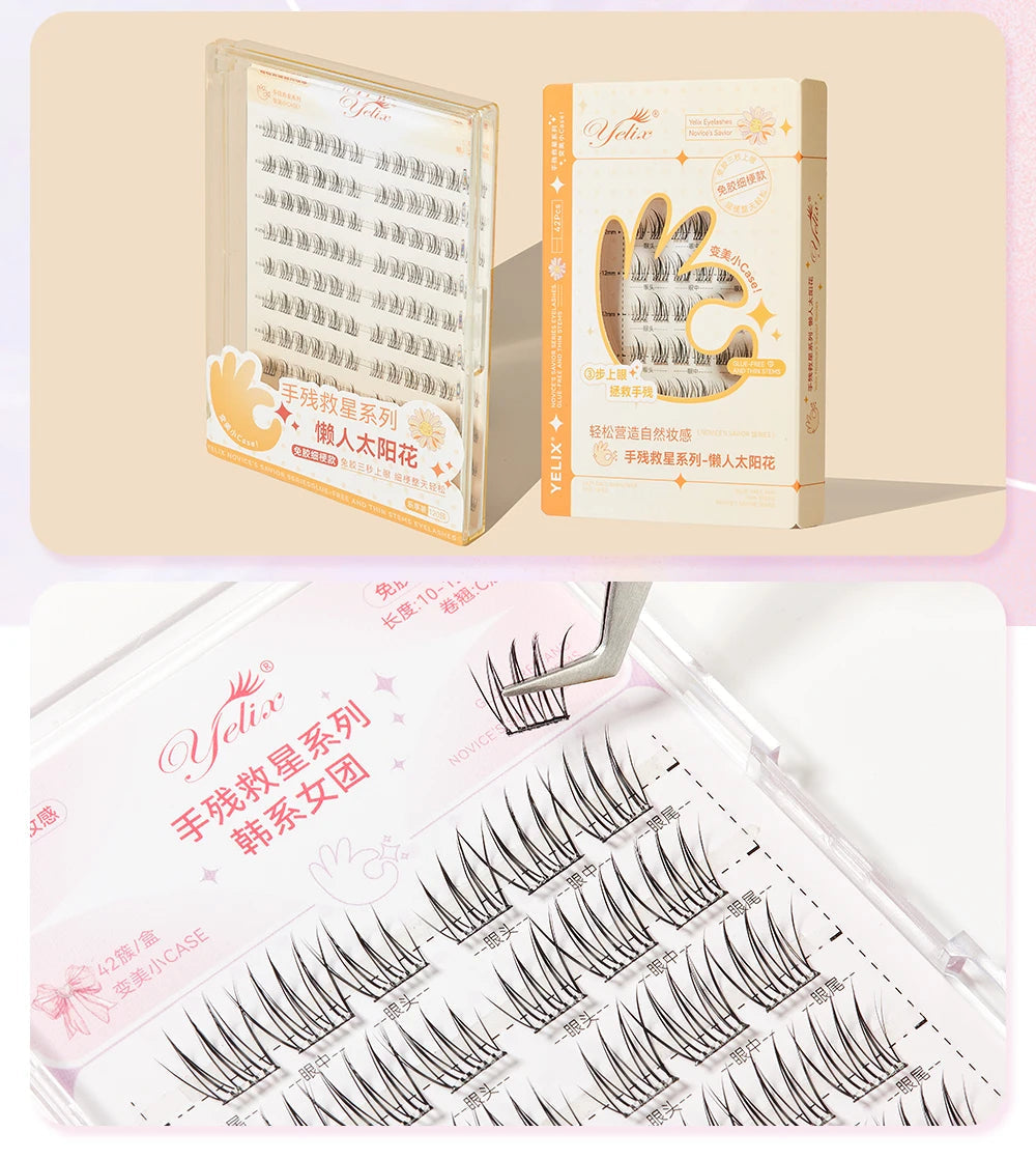 Yelix Self-adhesive Glue Free False Eyelashes Reusable DIY Segmented DIY Lashes Clusters No Glue Needed Natural Soft Lashes RELUX.STORE