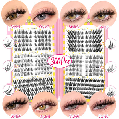 GROINNEYA Eyelashes Clusters 320 pcs Natural Eyelash extension Cluster Lashes Volume Mixed Tray Lashes Cluster Natural Lashes RELUX.STORE