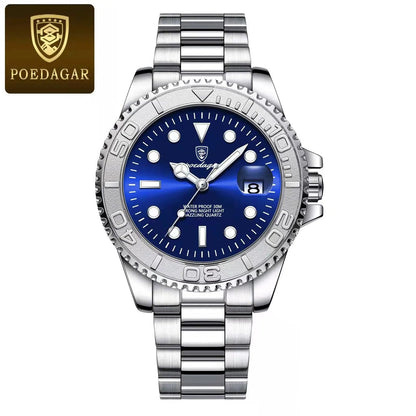POEDAGAR Luxury Men Watch Business Quartz Man Clock Sports Waterproof Luminous Date Stainless Steel Men's Watches Male Reloj+box RELUX.STORE