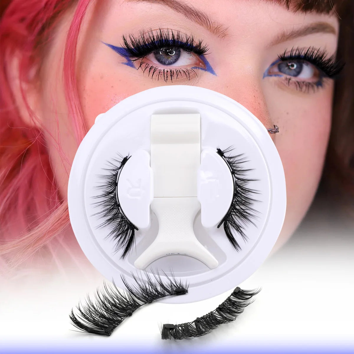 2 Pairs Magnetic Eyelash Natural Look Fluffy False Eyelashes Reusable Magnetic Eyelash Set with Applicator No Glue Need Makeup RELUX.STORE