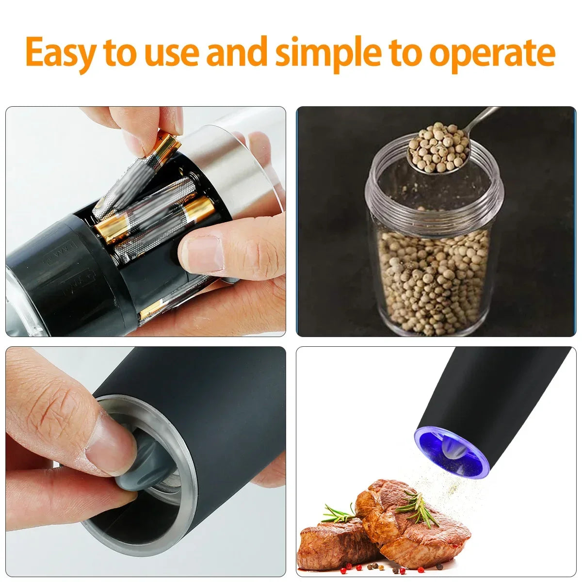 Electric Herb Coffee Grinder Automatic Gravity Induction Pepper Shaker Gravity Spice Mill Adjustable Grinder Kitchen Mill Tool