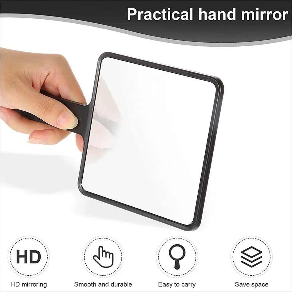 1Pcs Plastic Handle Handheld Makeup Vanity Mirror Portable Square Eyelash Extension Mirror Women Cosmetic Beauty Salon Supplies RELUX.STORE