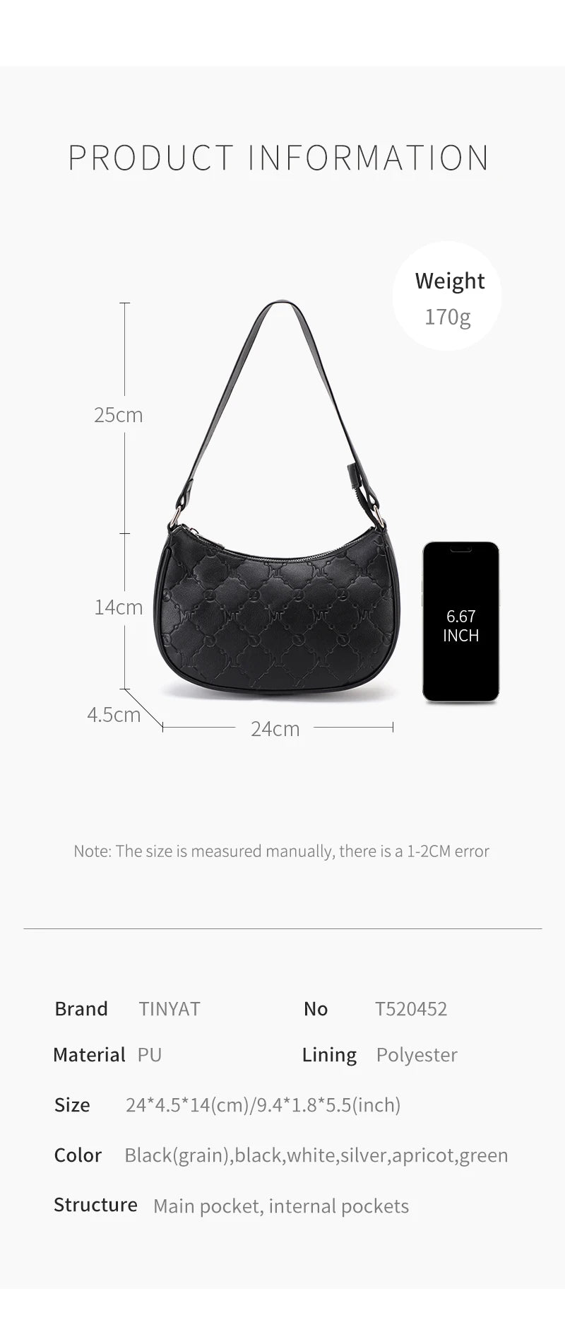 TINYAT Female Moon Bag Leather Shoulder Messenger Bag for Women Hand Bag Luxury Design Lightweight Party Ready Daily Use