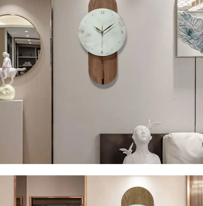 Aesthetic Chinese Wall Clock Creative Pendulum Solid Wood Log Wind Interior Design Unique Art Medieval Decoration Room Decor
