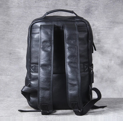 High Quality Fashion Genuine Leather Backpack Men Bagpack Student School Bag Backpack daily male Rucksack large Knapsack Black
