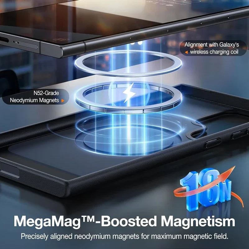 UYUXIO Magnetic Stand Mobile Phone Case for Samsung Galaxy S25 Ultra S24 S23 FE S22 Plus Cover with Kickstand Cases with Holder RELUX.STORE
