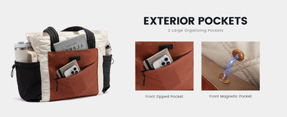 LOVEVOOK Tote Bag for Women, Puffer Bag and Work Bags with Zipper for Travel, Daily, School, Quilted Nurse Shoulder, 2pcs