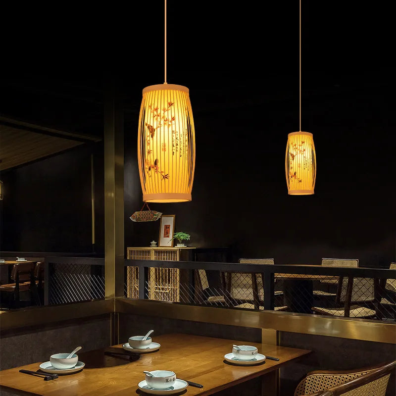 Chinese Style Bamboo Art Bamboo Chandelier Creative Zen Teahouse Restaurant Hotel Hot Pot Shop B&B Japanese Style Bamboo Lantern
