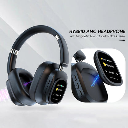 Siindoo JH-ANC930Plus Active Noise Cancelling Headphones, Hybrid Wireless Headphone With Multi Magnetic Touch Control LED Screen RELUX.STORE
