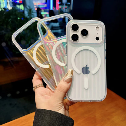 Luxury For Magsafe Aurora Clear Luggage Phone Case For iPhone 17 16 15 14 13 Pro Max Plus Wireless Charging Protective Covers RELUX.STORE