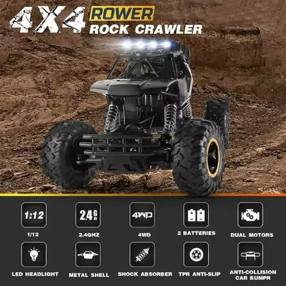 RC Cars Remote Control Car 1:12/16 Off Road Truck Metal Shell LED Headlights Offroad Monster RC Trucks 4WD All Terrain Toys Kids