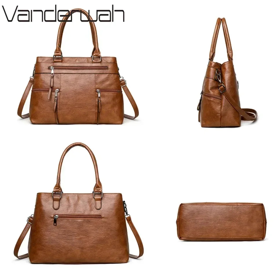 Elegant Handbag for Women High Quality Leather Top-Handle Bags Purse Ladies Shoulder Crossbody Bag Large Casual Tote 2025 Hot RELUX.STORE