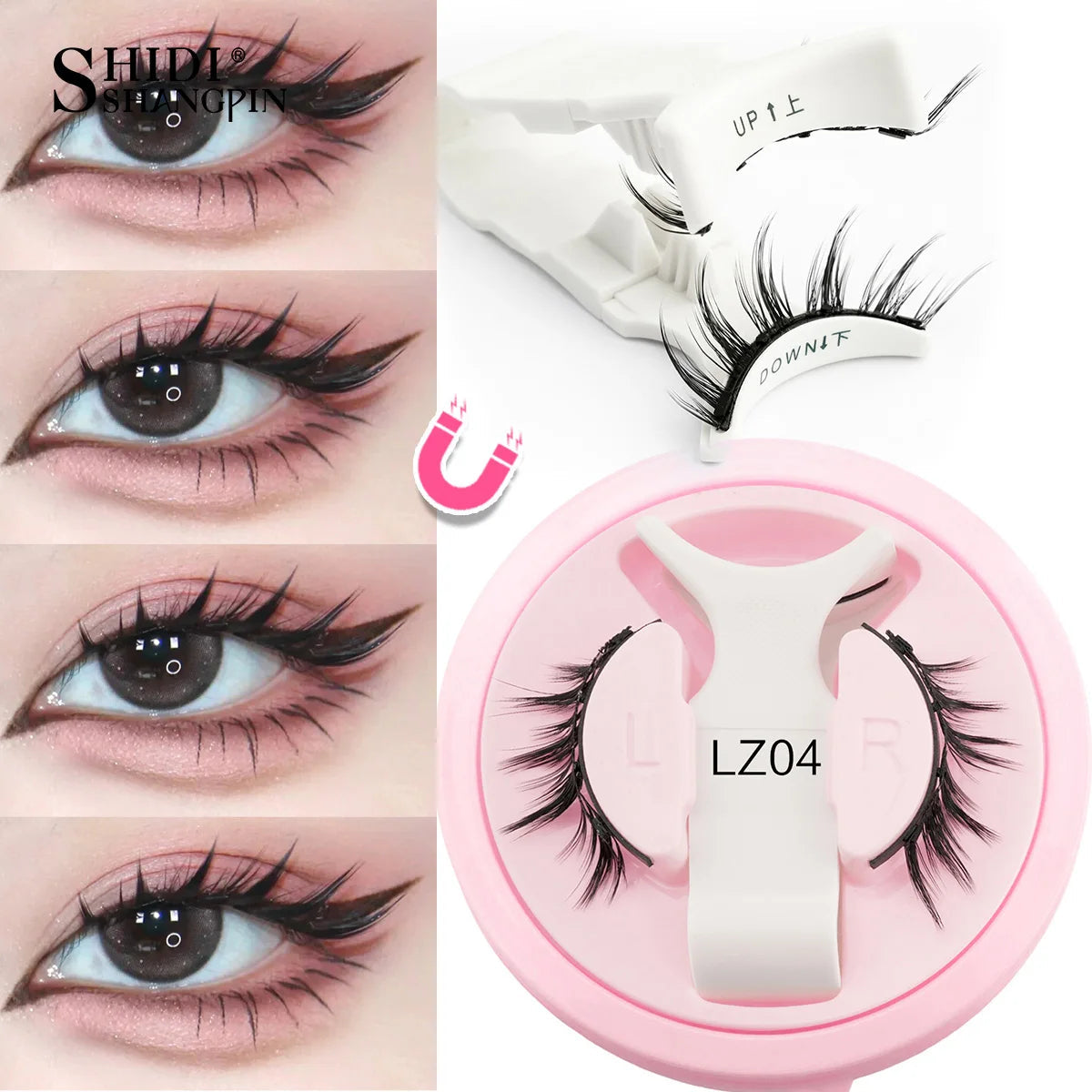 2 Pairs Magnetic Eyelash Natural Look Fluffy False Eyelashes Reusable Magnetic Eyelash Set with Applicator No Glue Need Makeup RELUX.STORE