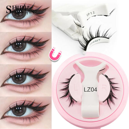 2 Pairs Magnetic Eyelash Natural Look Fluffy False Eyelashes Reusable Magnetic Eyelash Set with Applicator No Glue Need Makeup RELUX.STORE