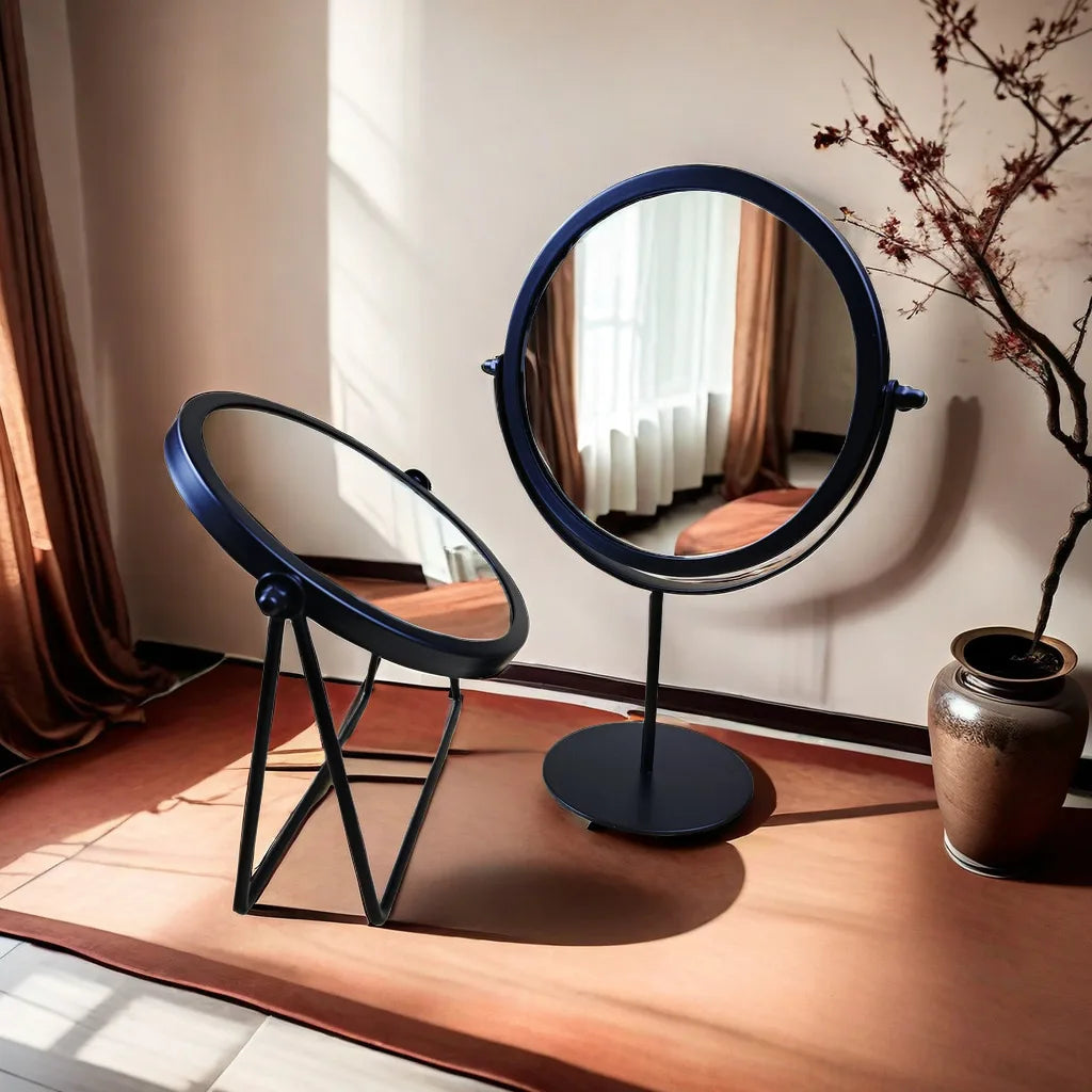 360 Degrees Rotate Iron Desktop Mirror Texture Ladies Makeup Mirror Creative Iron Mirror Strong Sense Of Style RELUX.STORE