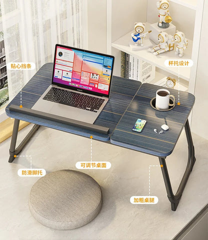Foldable Bed Desk Adjustable Laptop Table with 5-Level Height Study Tray for Kids & Students Portable Nightstand for Dorm/Home