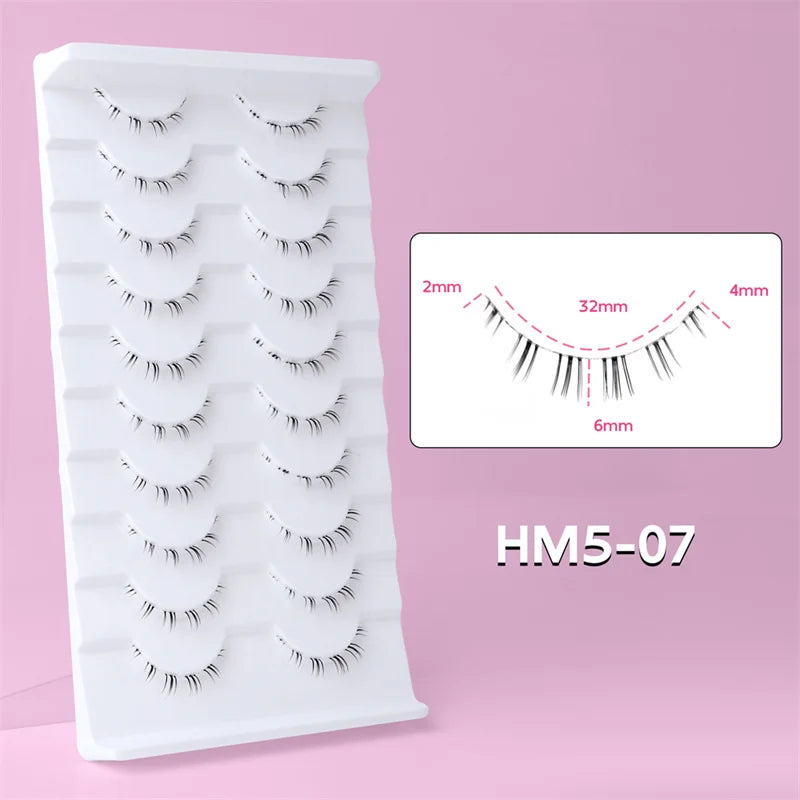 10Pairs Bottom Eyelashes Manga Lower Lashes Clear Band Wispy Small Flame Under Eye Lashes Korean Makeup Cosplay Tools RELUX.STORE
