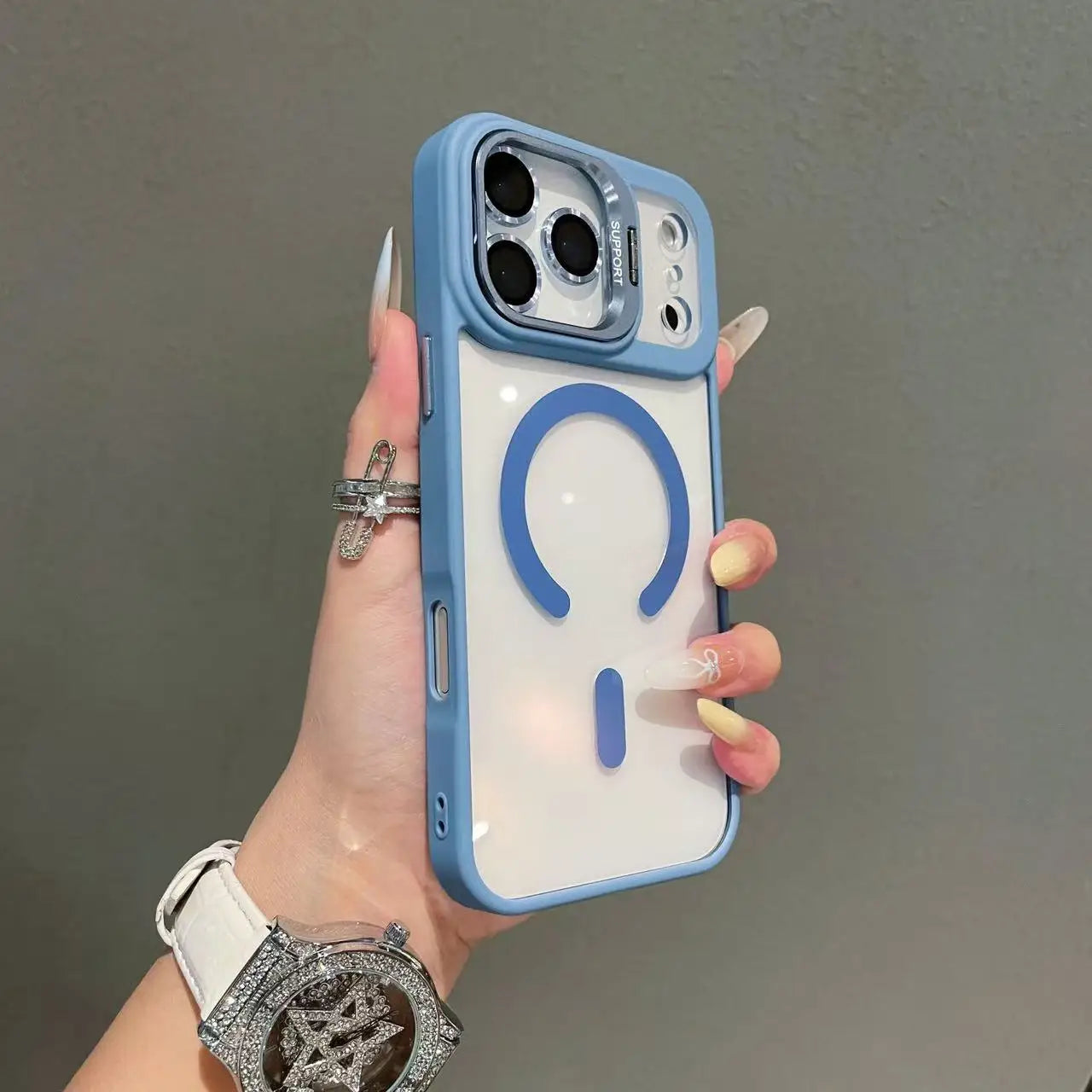 Original Luxury transparent magnetic Magsafe case For iPhone17/Promax/17Air/Pro lens holder Protect clear shockproof cover RELUX.STORE