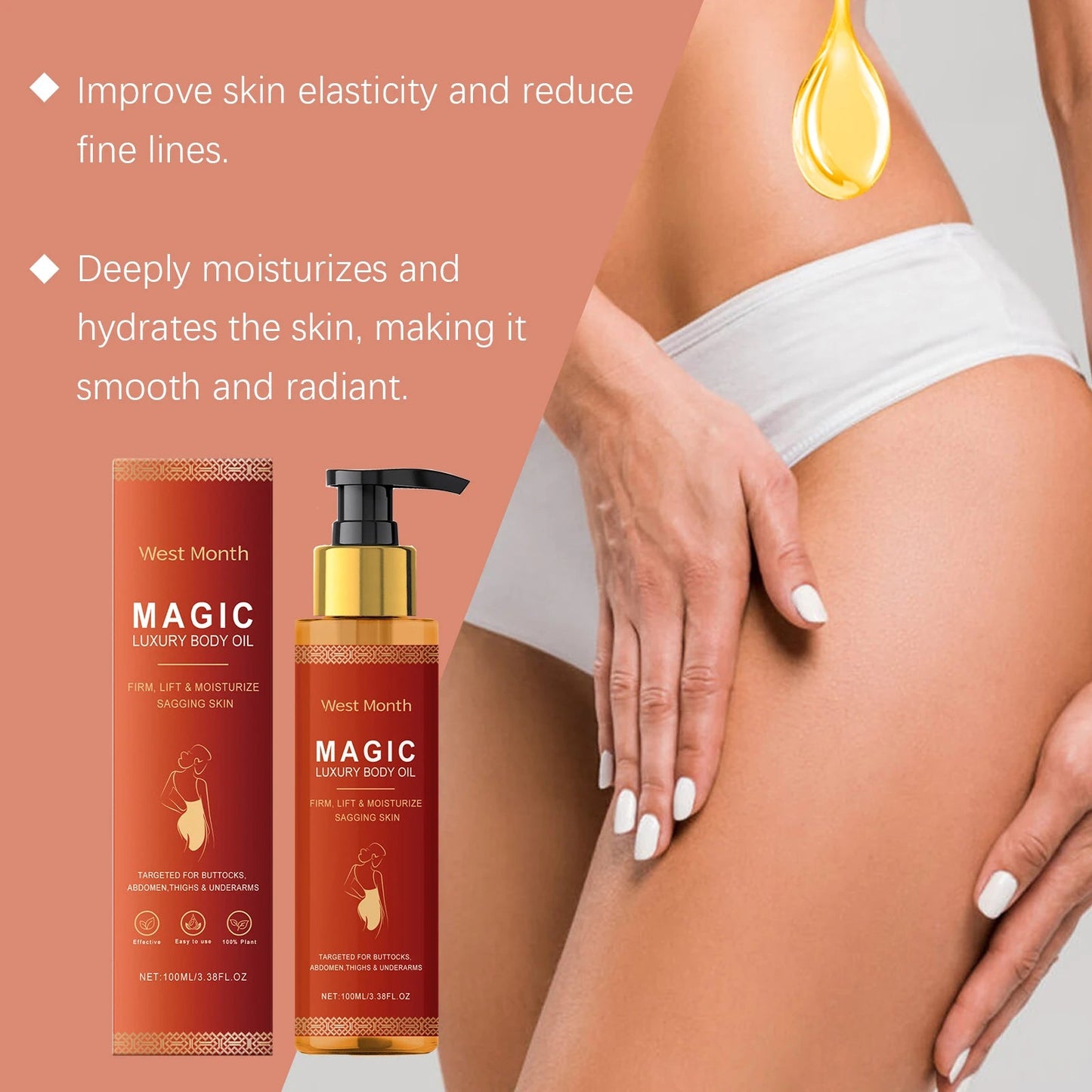 Body Firming Oil Deep Moisturizing Dry Skin Improve Sagging Skin Tightening Chest Thighs Nourishing Magic Luxury Body Care 100ml RELUX.STORE