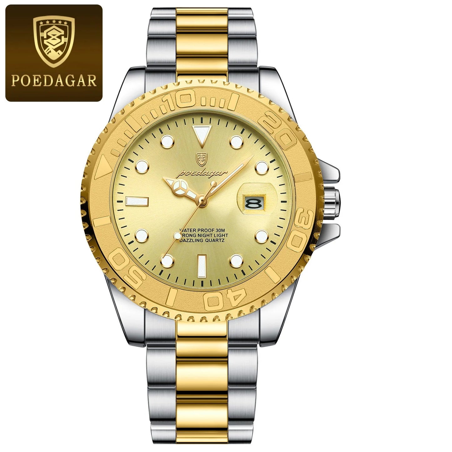 POEDAGAR Luxury Men Watch Business Quartz Man Clock Sports Waterproof Luminous Date Stainless Steel Men's Watches Male Reloj+box RELUX.STORE
