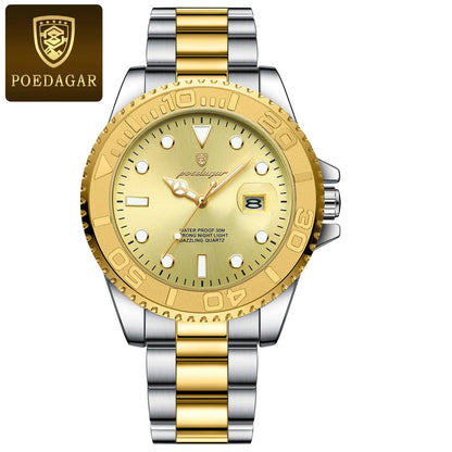 POEDAGAR Luxury Men Watch Business Quartz Man Clock Sports Waterproof Luminous Date Stainless Steel Men's Watches Male Reloj+box RELUX.STORE