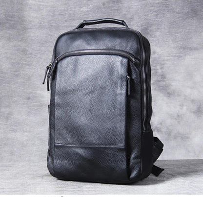 High Quality Fashion Genuine Leather Backpack Men Bagpack Student School Bag Backpack daily male Rucksack large Knapsack Black